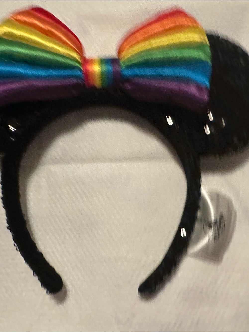 Disney Rainbow Bow Black Sequin Ears Headband
